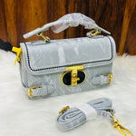 Textured Faux Leather Flap Bag with Gold Turn-Lock