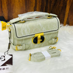 Textured Faux Leather Flap Bag with Gold Turn-Lock