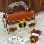 Elegant Monogram Buckle Top-Handle Bag