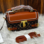 Elegant Monogram Buckle Top-Handle Bag