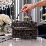 Sparkle Rhinestone Kelly-Style Top Handle Bag