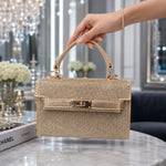 Sparkle Rhinestone Kelly-Style Top Handle Bag