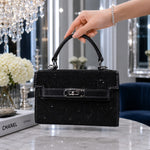 Sparkle Rhinestone Kelly-Style Top Handle Bag
