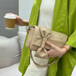 Quilted Bow Accent Shoulder & Crossbody Bag