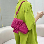 Quilted Bow Accent Shoulder & Crossbody Bag