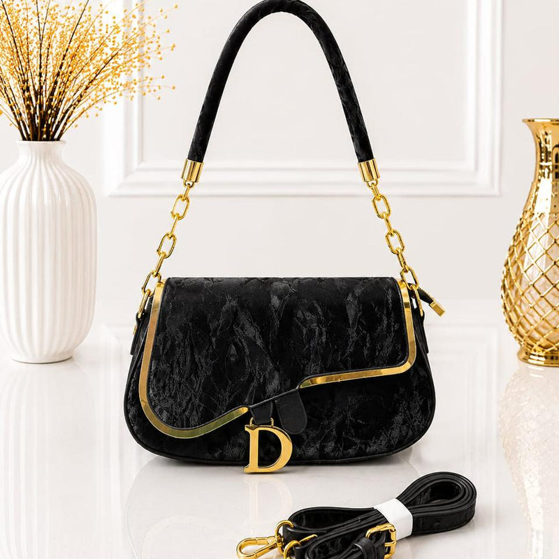 Gold Trim "D" Monogram Flap Shoulder Bag