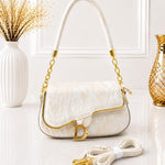Gold Trim "D" Monogram Flap Shoulder Bag