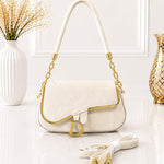 Gold Trim "D" Monogram Flap Shoulder Bag