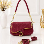 Gold Trim "D" Monogram Flap Shoulder Bag