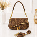 Gold Trim "D" Monogram Flap Shoulder Bag