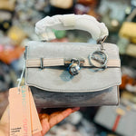 Padlock Belt-Accent Textured Top-Handle Bag