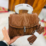 Rose Charm Marble-Texture Top-Handle Bag