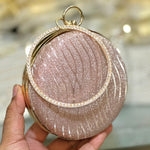 Crystal Ring Oval Glitter Evening Clutch