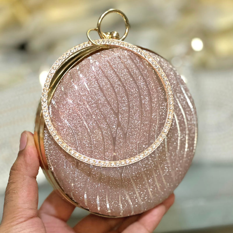 Crystal Ring Oval Glitter Evening Clutch