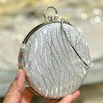 Crystal Ring Oval Glitter Evening Clutch