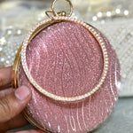 Crystal Ring Oval Glitter Evening Clutch