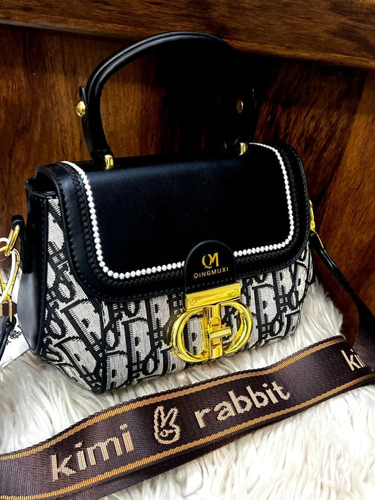 Qingmuxi Monogram Top-Handle Satchel with "Kimi & Rabbit" Strap