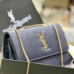 Floral Embossed Luxe Chain Flap Crossbody Bag