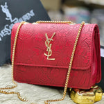 Floral Embossed Luxe Chain Flap Crossbody Bag