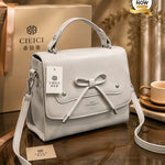 Bow Detail Structured Top Handle Crossbody Bag (G)