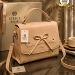 Bow Detail Structured Top Handle Crossbody Bag (G)