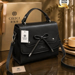 Bow Detail Structured Top Handle Crossbody Bag (G)