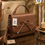 Bow Detail Structured Top Handle Crossbody Bag (G)