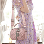 Quilted Velvet Charm Crossbody Handbag (G)