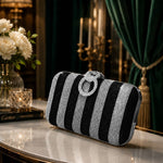 Striped Rhinestone Bridal Clutch Bag