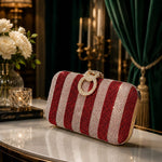 Striped Rhinestone Bridal Clutch Bag