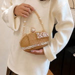 Embellished Oval Crystal Bridal Clutch