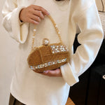 Embellished Oval Crystal Bridal Clutch